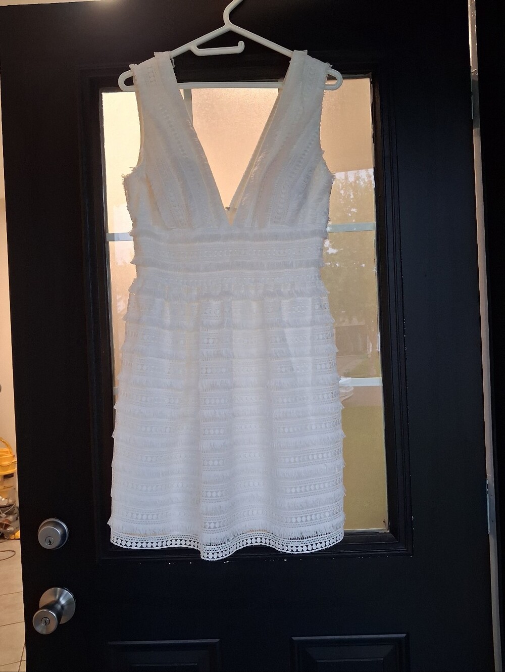 Aidan by Aidan Mattox White Textured V-Neck Sleeveless Tunic